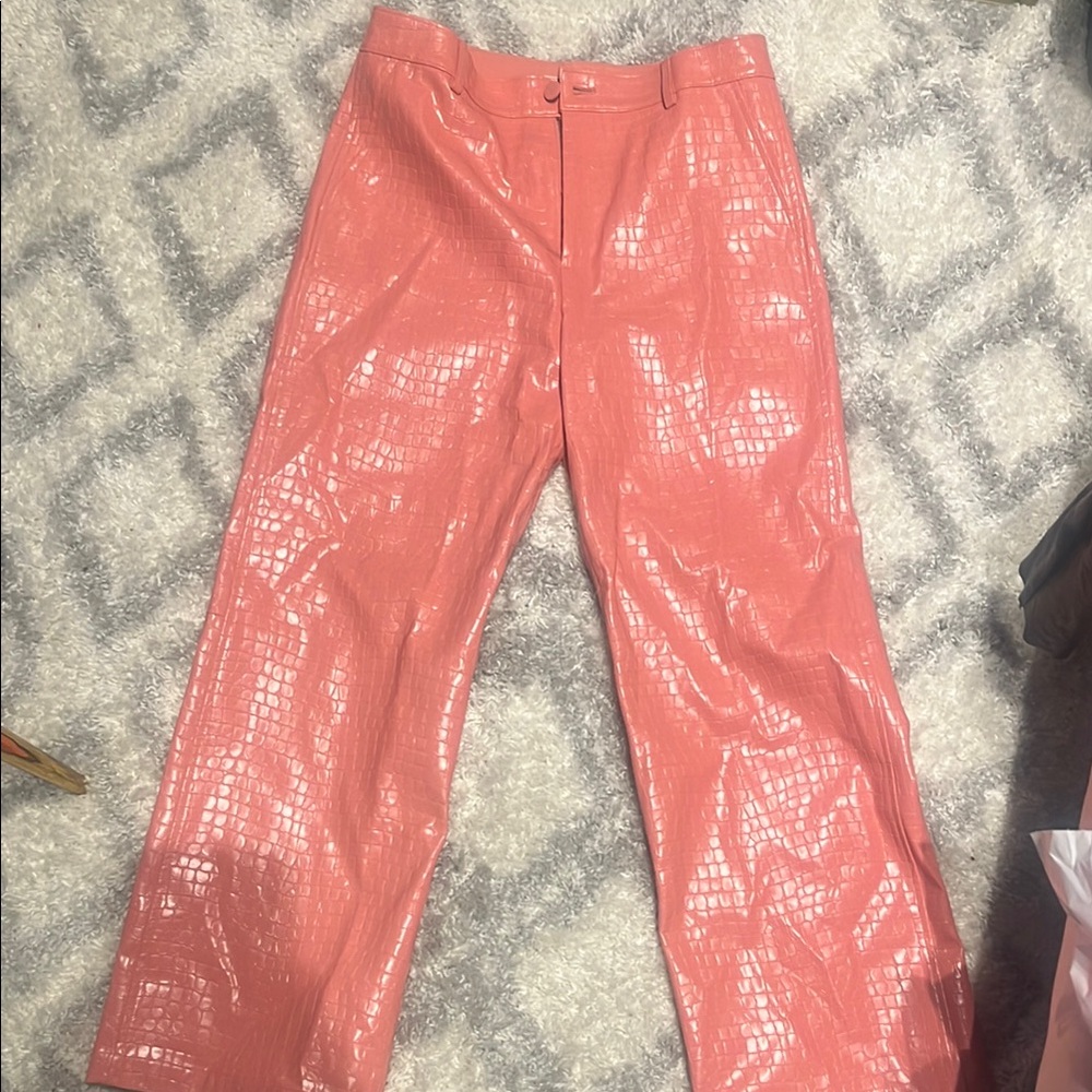 Alice and Olivia Croc-Embossed Pants